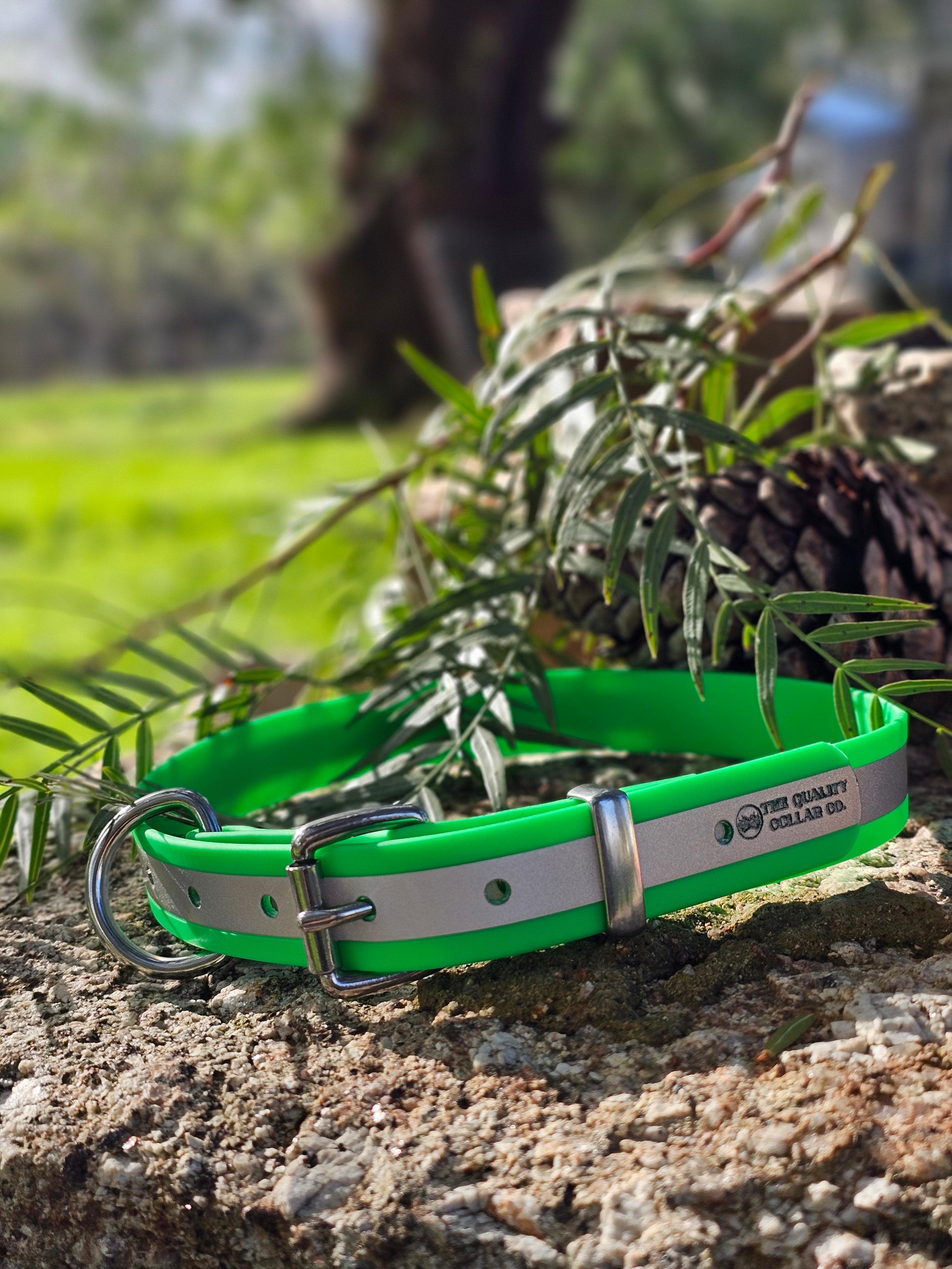 Hi-Viz Reflective Working dog style flat collar (1”/25mm Width)